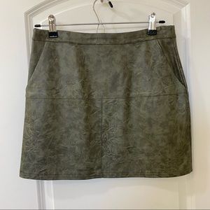 Faux leather acid wash mini skirt